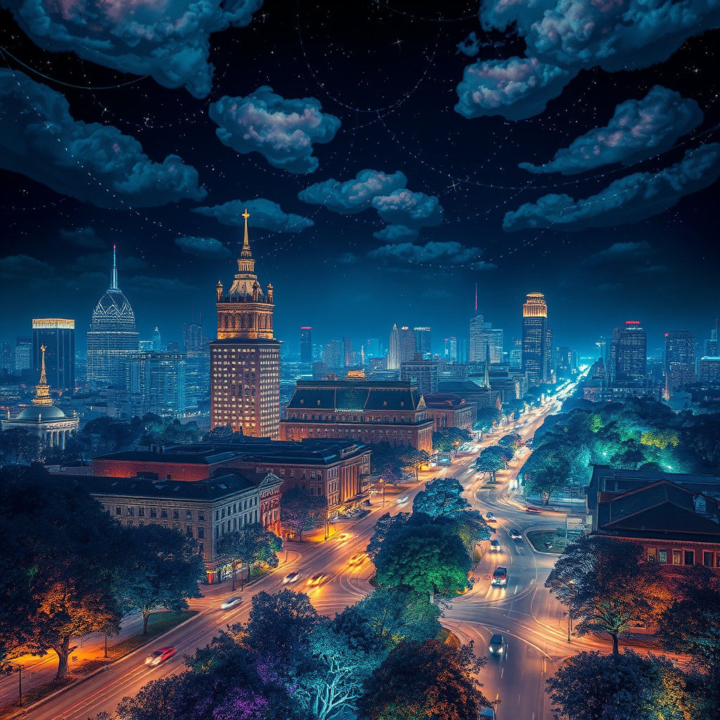 Luminous Cityscape: An Ethereal Light-Painting