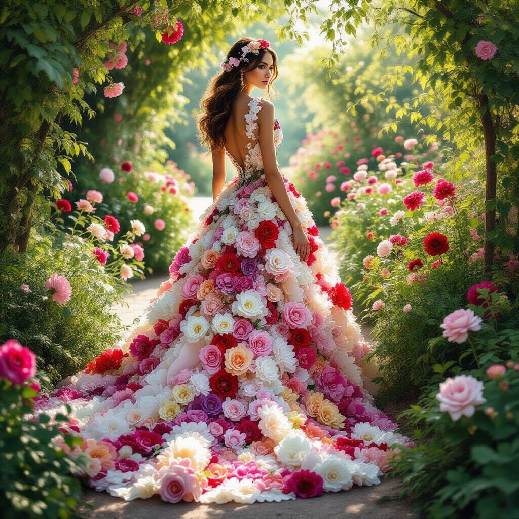Floral Gown: A Hyperrealistic Digital Painting
