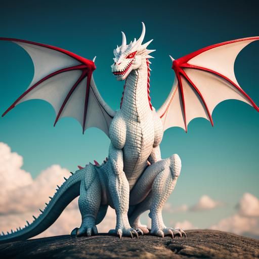 White Dragon with Red Heart: Professional Photography