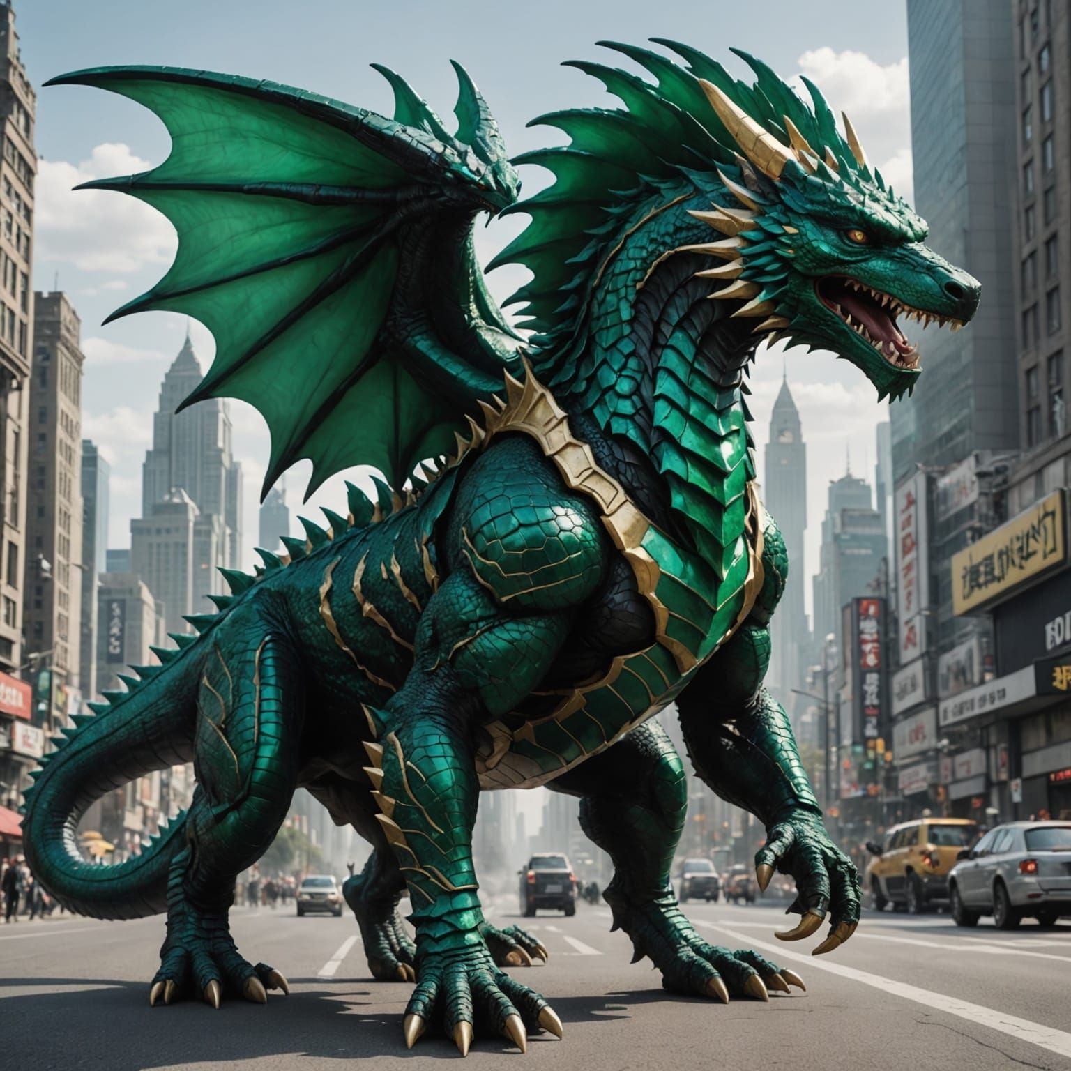 Emerald Anubis Godzilla Dragon Hybrid