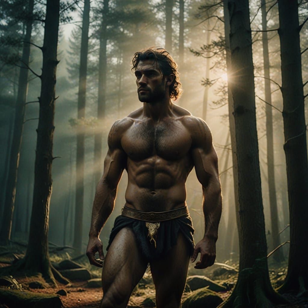 Hyperrealistic Portrait of a Mythical Centaur in a Moonlit F...