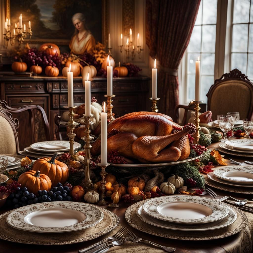 Visually Striking Thanksgiving Table for Royal Celebration