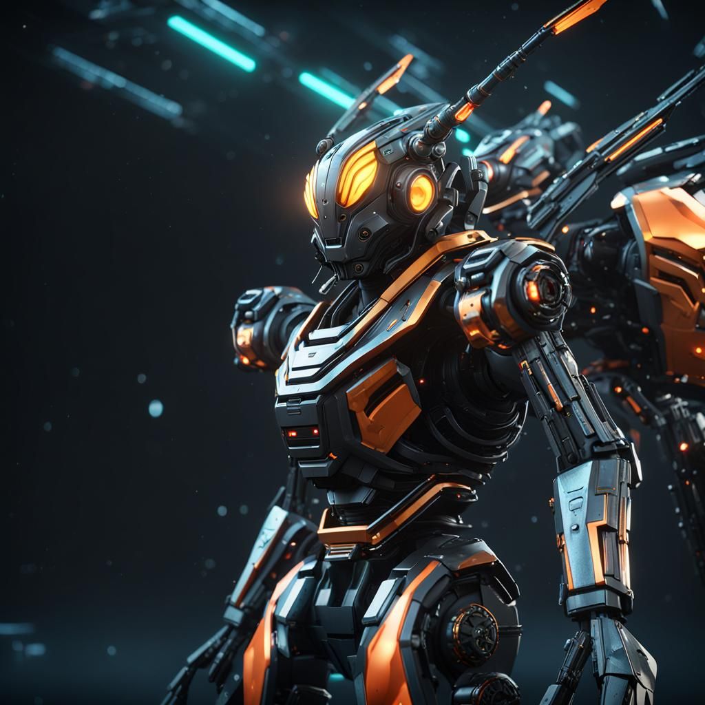 Robotic Wasp and Kraken in Space Battle