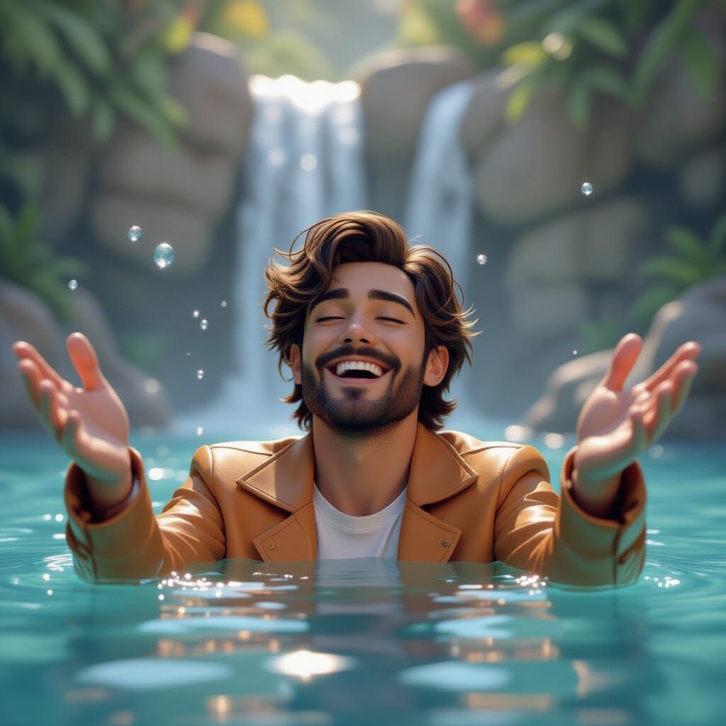 Person Embracing Joyful Dream Life in Vibrant 3D Render