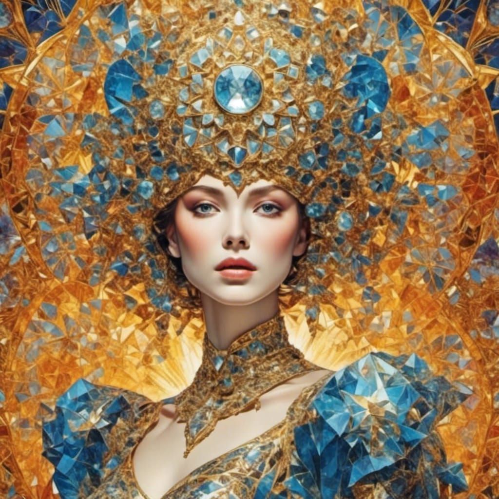 Psychedelic Collage of Women in Ornate Room