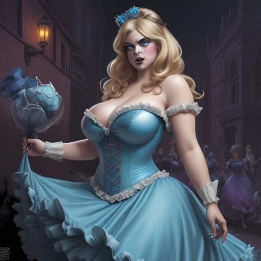 Enticing Zombie Cinderella in Comic Book Style