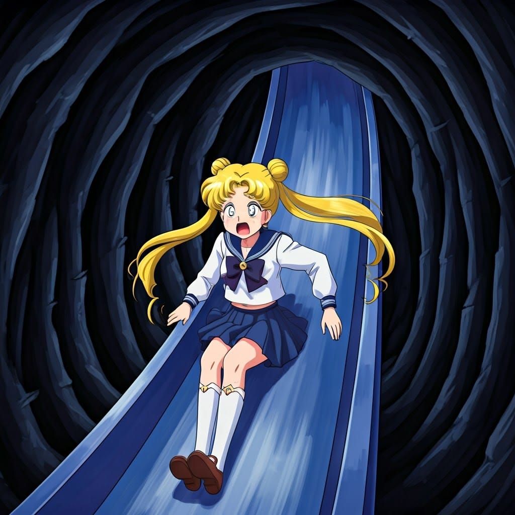 Sailor Moon's Usagi Tsukino Slides Down a Vibrant Navy Blue ...