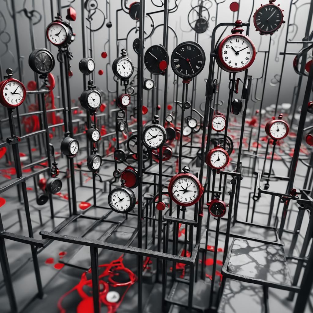 Surreal Dreamscape with Melting Clocks in Minimalist Style