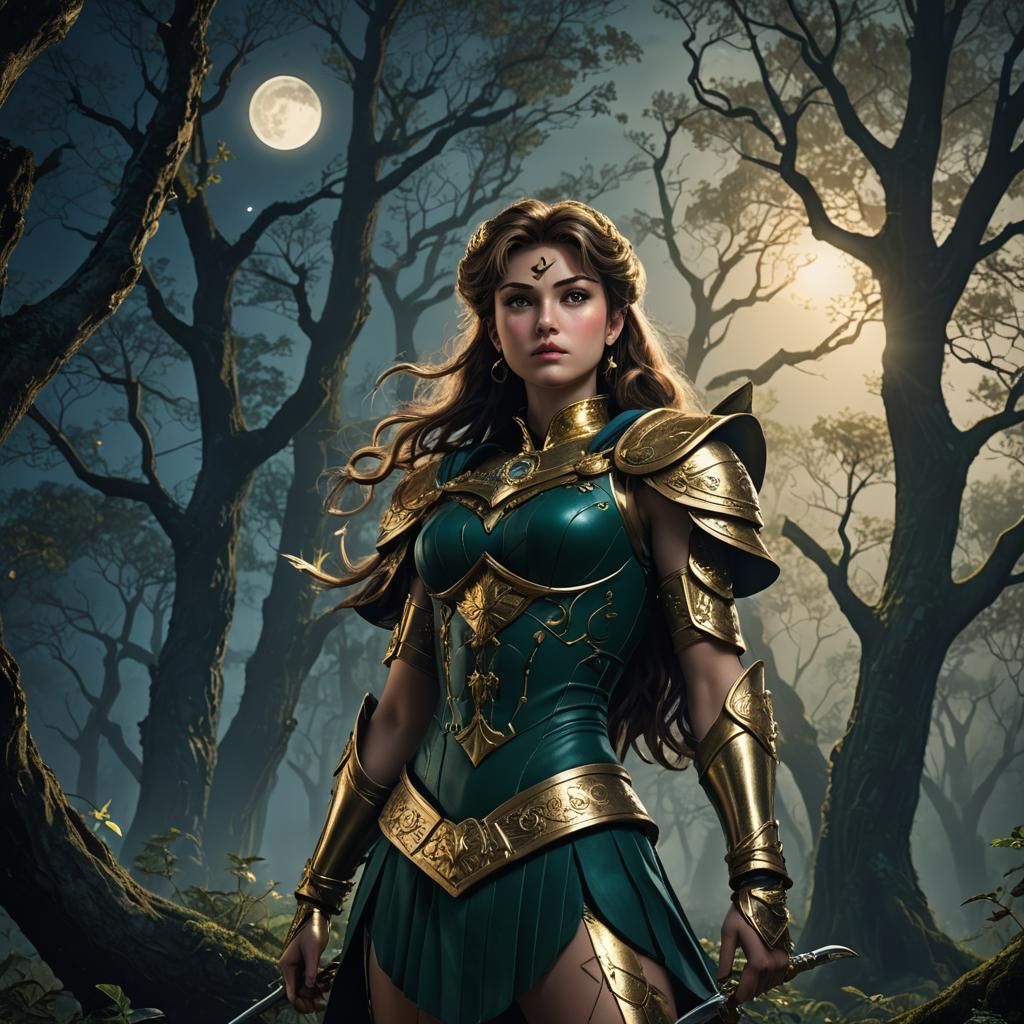 Sailor Jupiter in Mystical Forest: Dark Fantasy Art