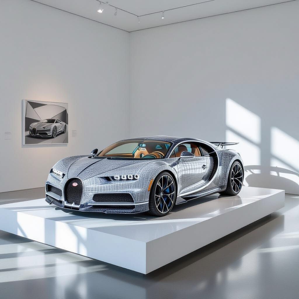 Iron Wire Bugatti Chiron SS300+ in Art Gallery