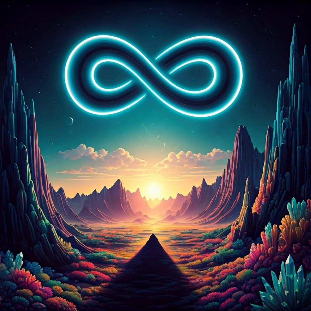 Surreal Infinity Landscape in Vibrant, Dreamlike Colors