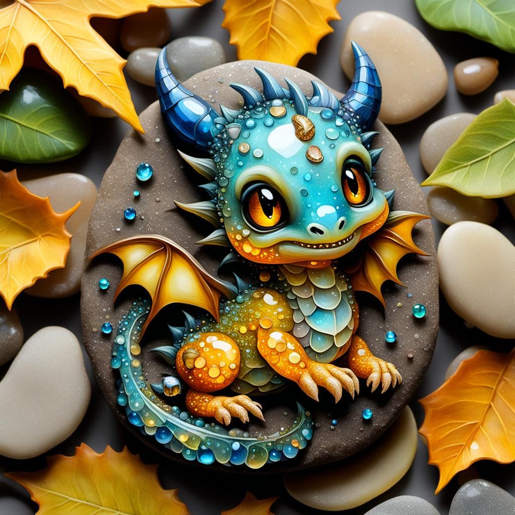 amber stone dot painting