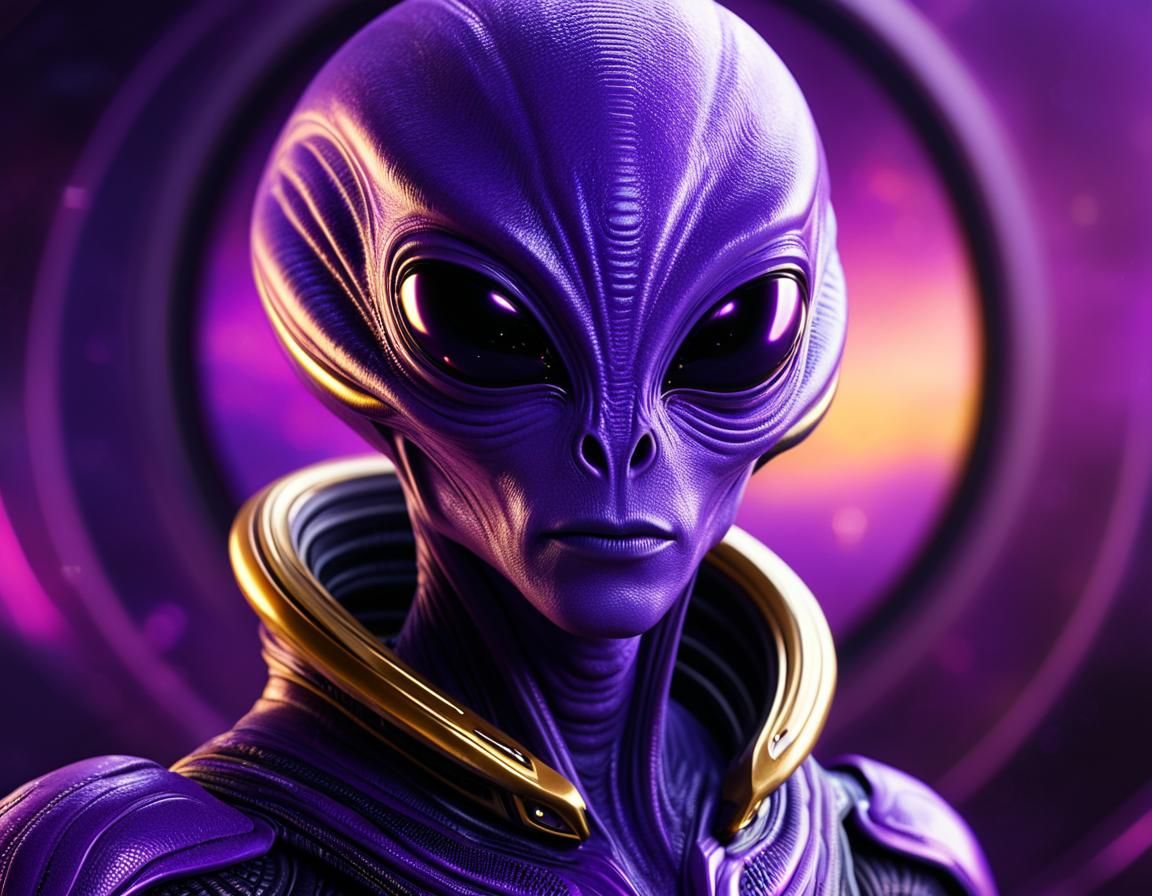 High Resolution Portrait of a Purple Alien