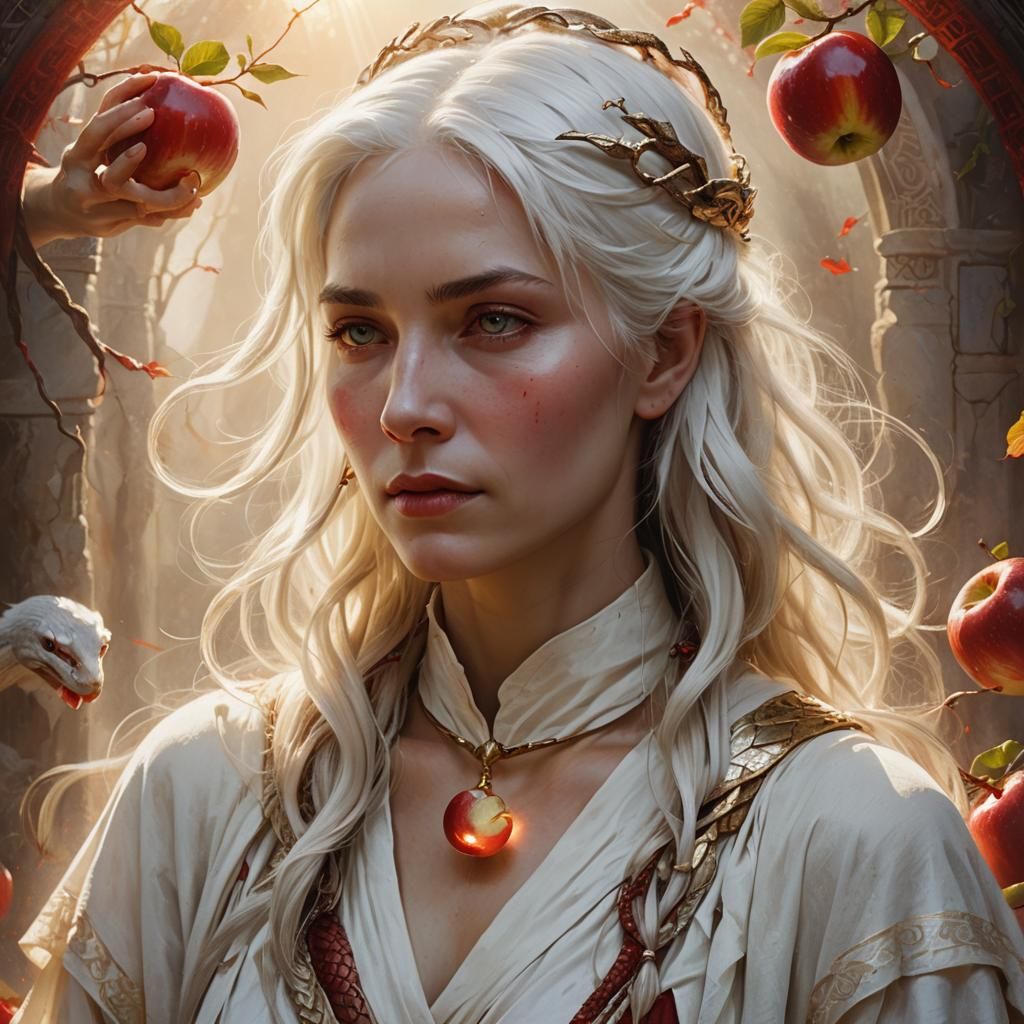 Ethereal Woman with Python and Apple Portrait
