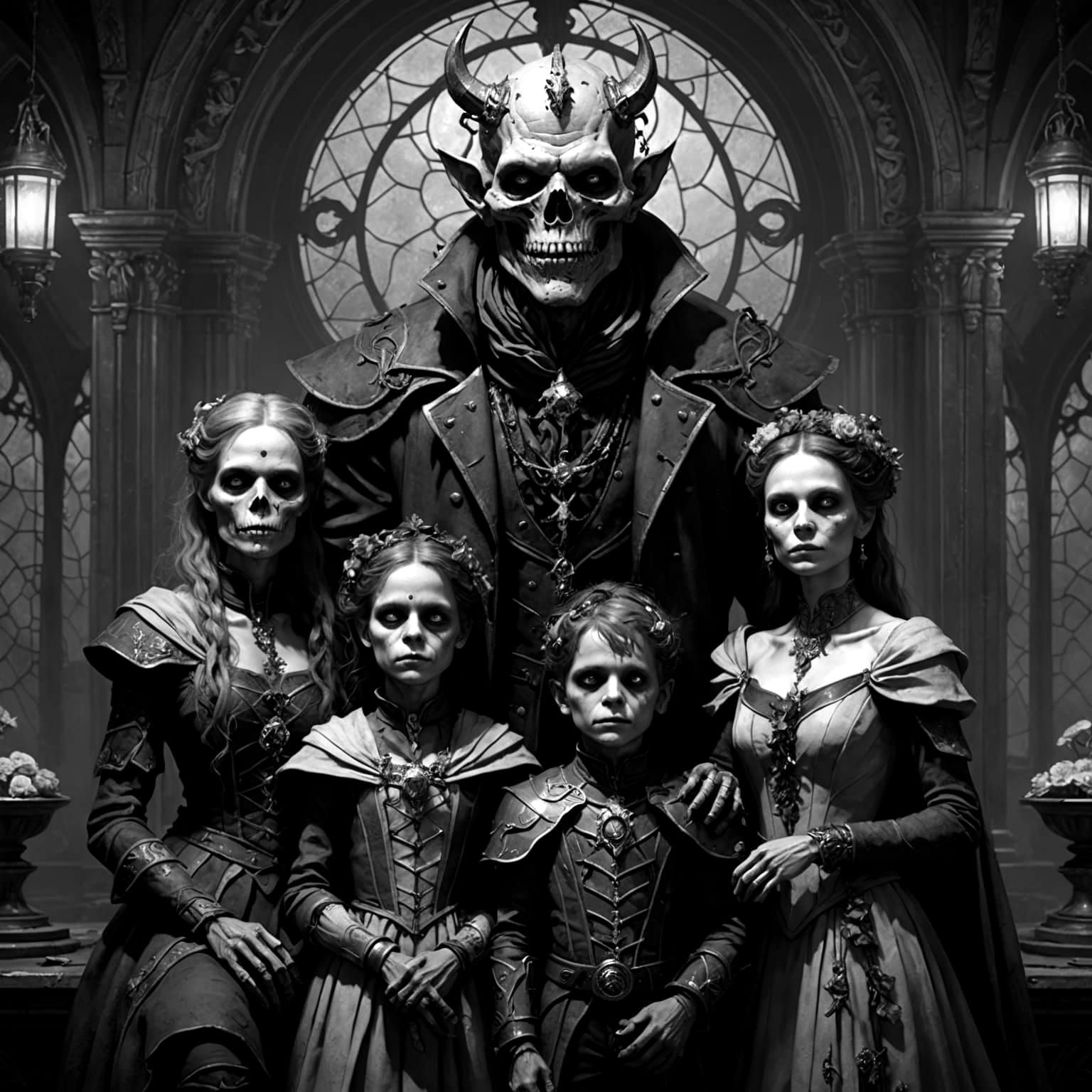 Ethereal Dark Fantasy Family Portrait in Splendid Art Nouvea...