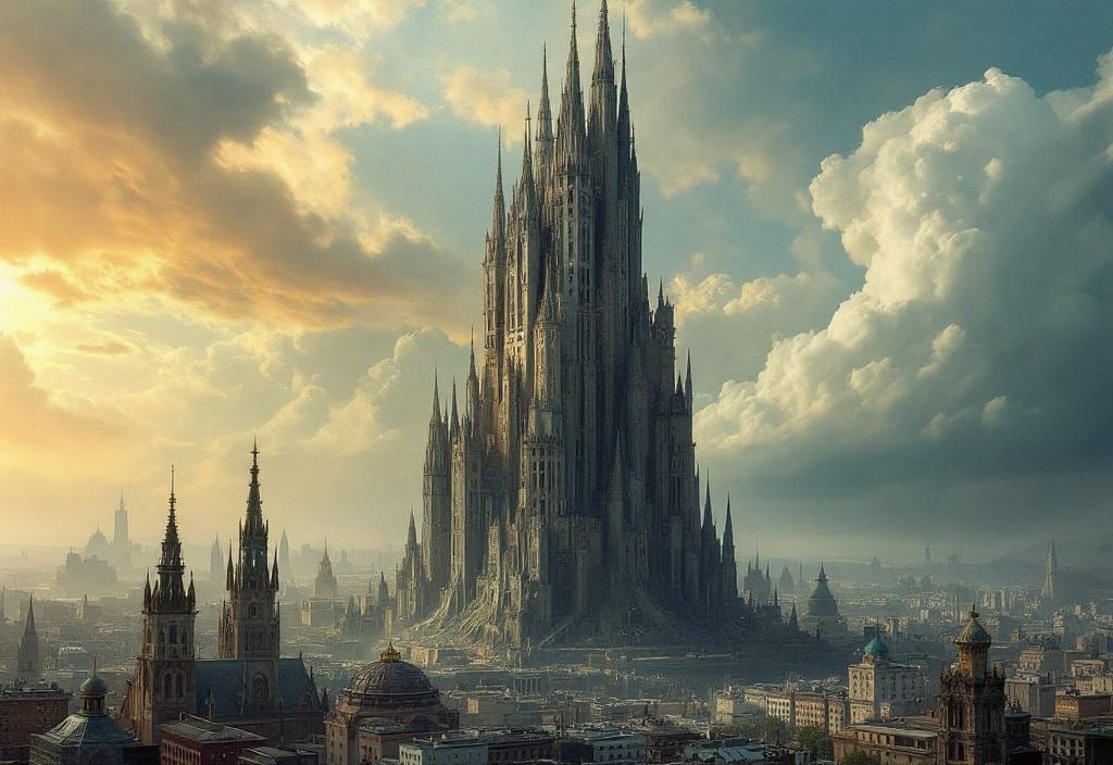 Dystopian Citadel of Picasso Fractals in Photorealistic Styl...