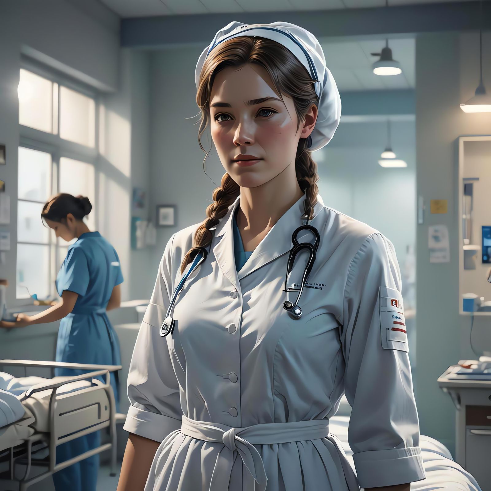Nurse in Hospital Anime Art in 8k Resolution
