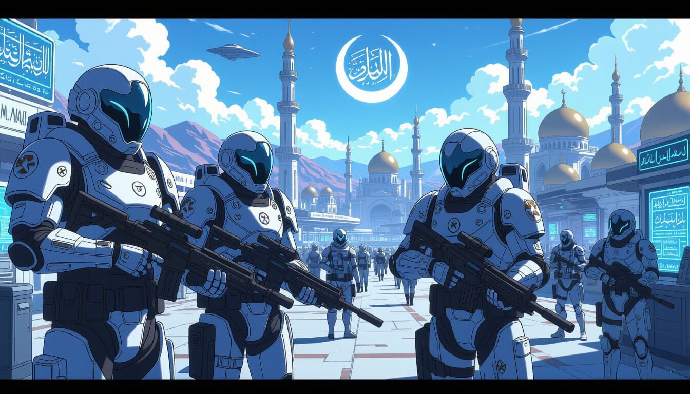 Futuristic Muslim Space Marines in Anime Style