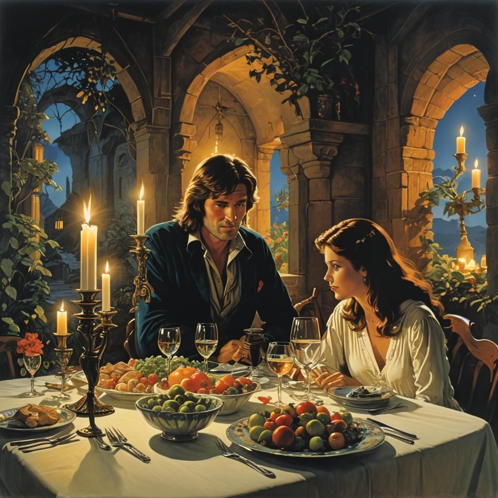 Romantic Candlelit Dinner in Roger Dean Style