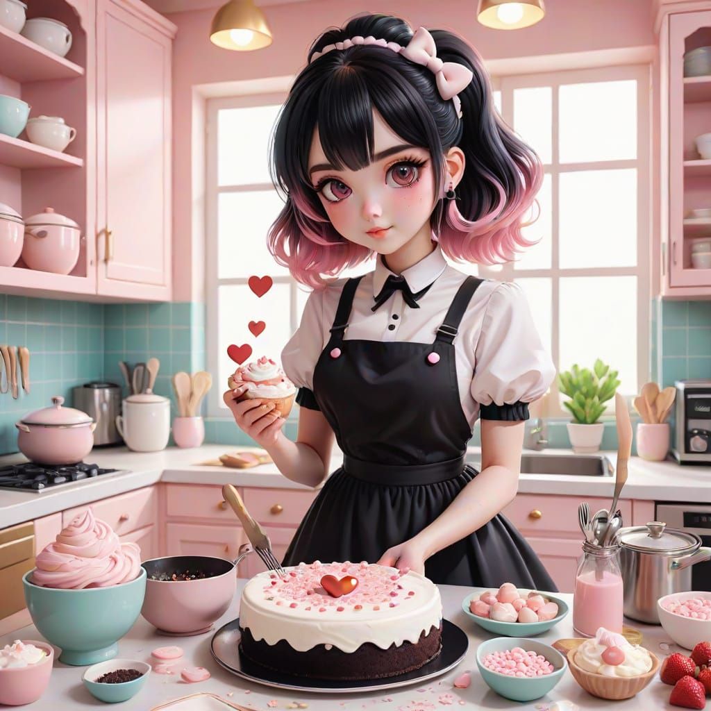 Sweet Goth Baker Creates Valentine's Day Masterpiece in Cozy...
