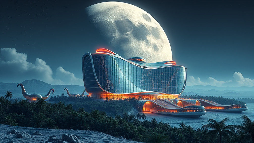 Terraformed Lunar Hotel with Forest in Art Deco Style