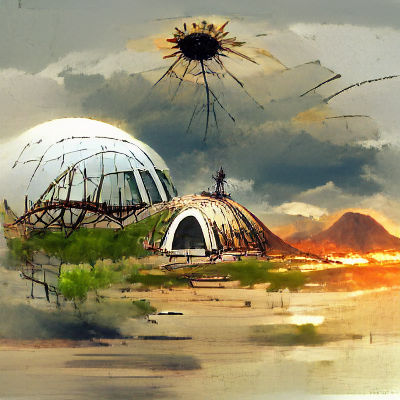 Solarpunk City Inside Dome Concept Art