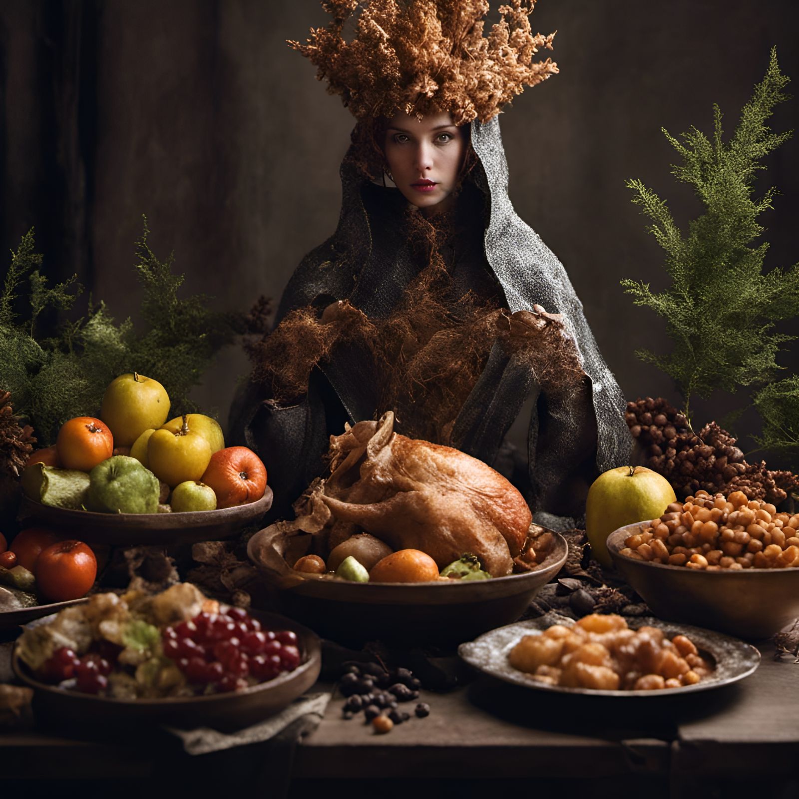 Bizarre Alien Feast in Hyperrealistic Magical Realism