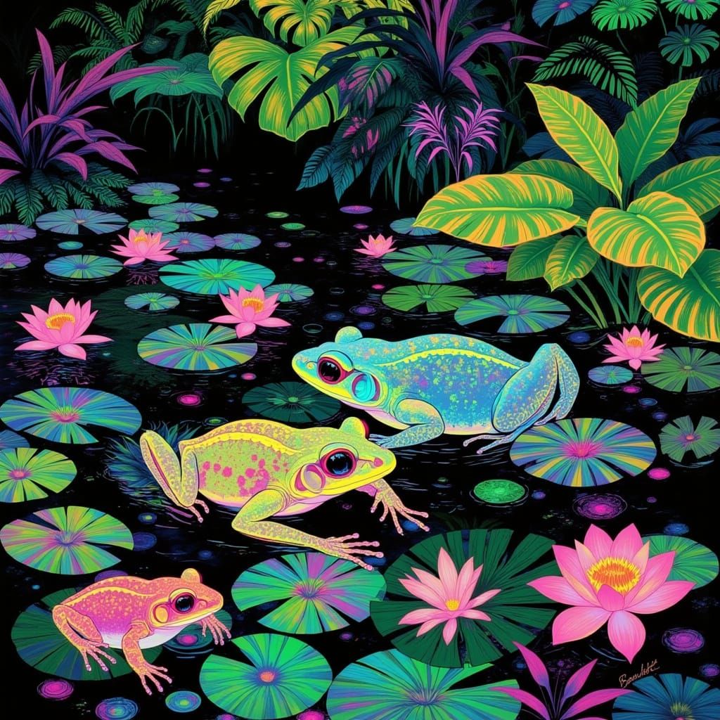 Bull Frogs in Impressionist Paradise