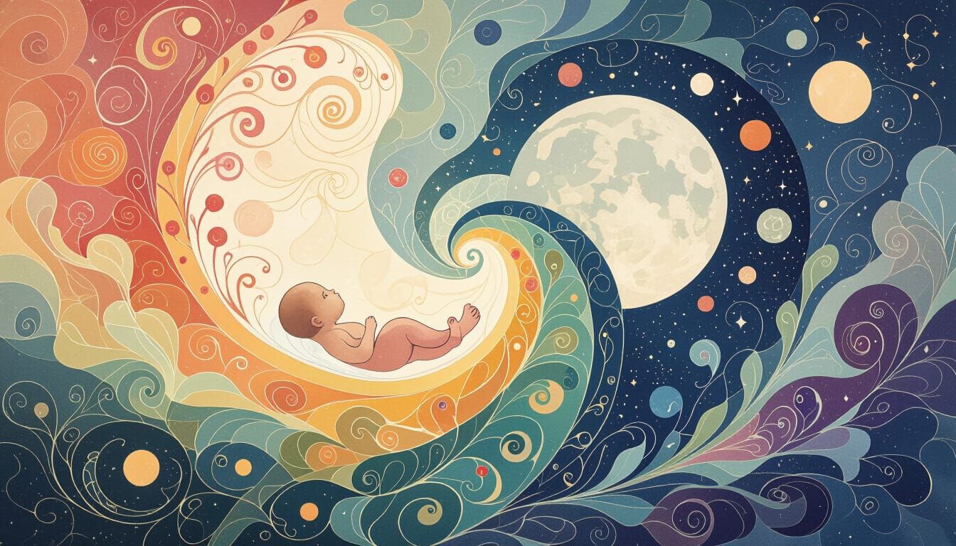 Ethereal Cycle of Life Watercolor Art