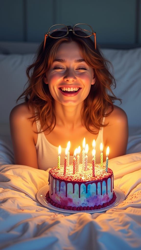 Joyful Surprise: Birthday Cake in Watercolor Style