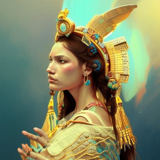 Mayan Priestess Portrait in Hyperdetailed Digital Art