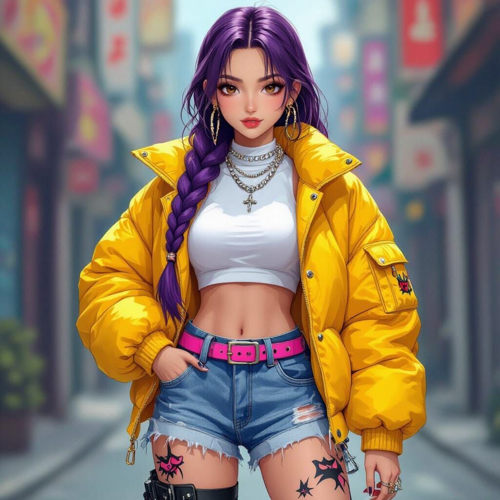 Anime-Inspired Demon Hunter with Streetwear Style