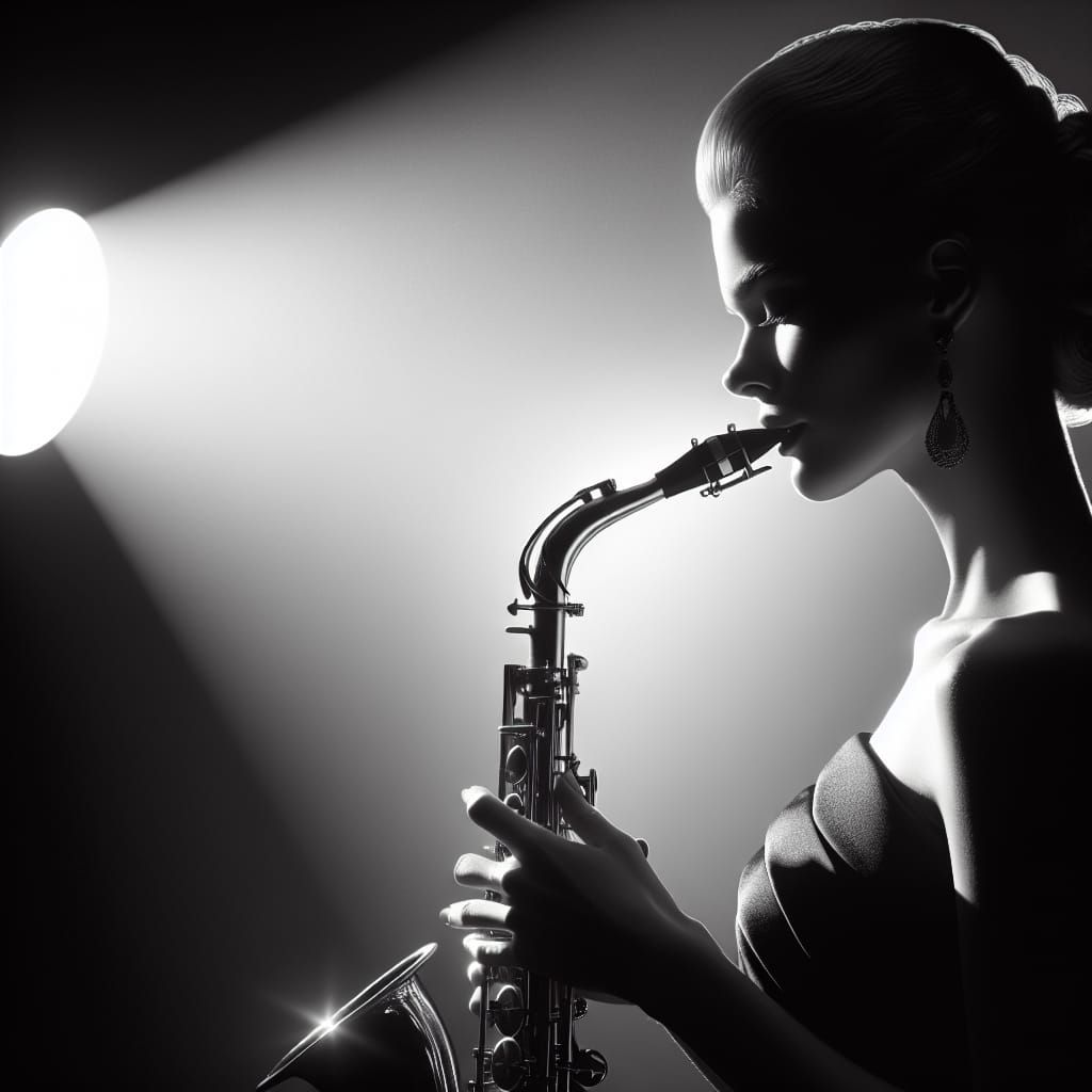 Saxophone Player in Film Noir Style