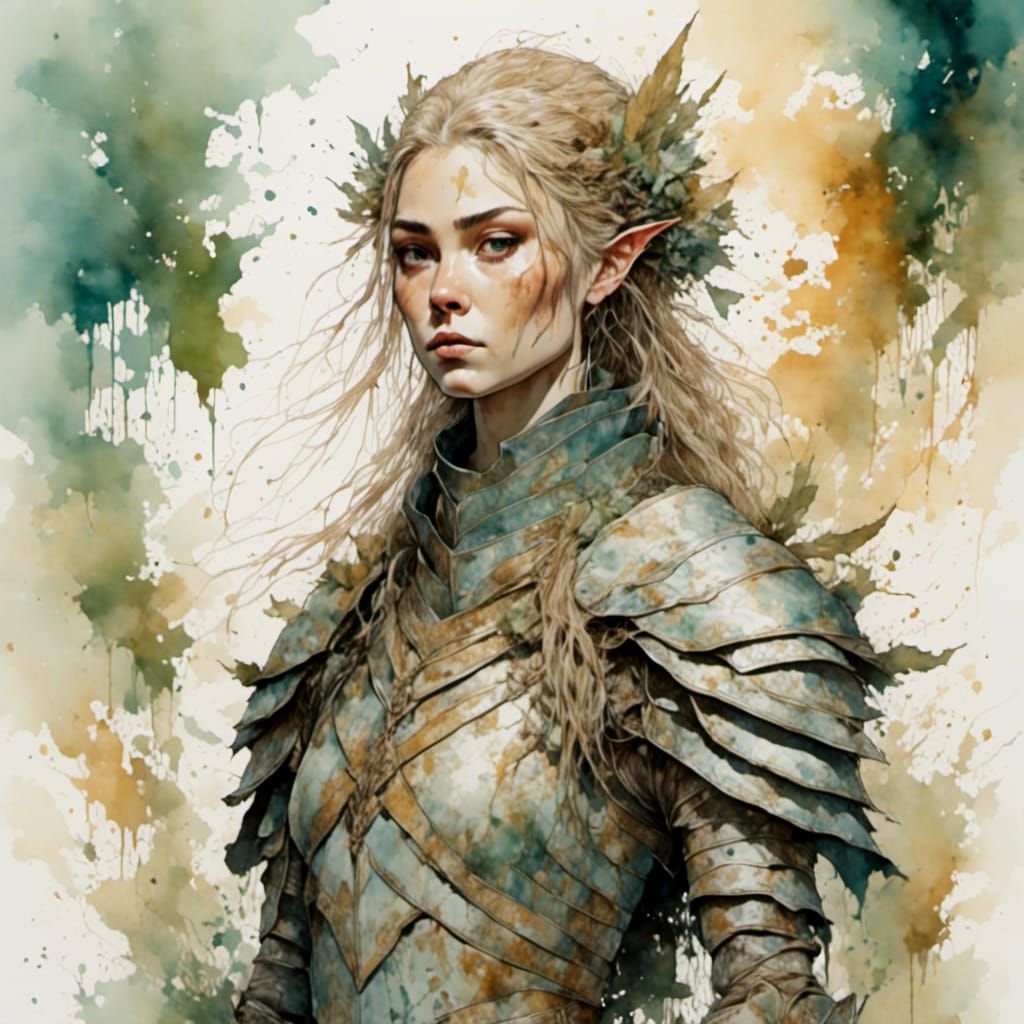 Elven Warrior Portrait in Oil Painting Style