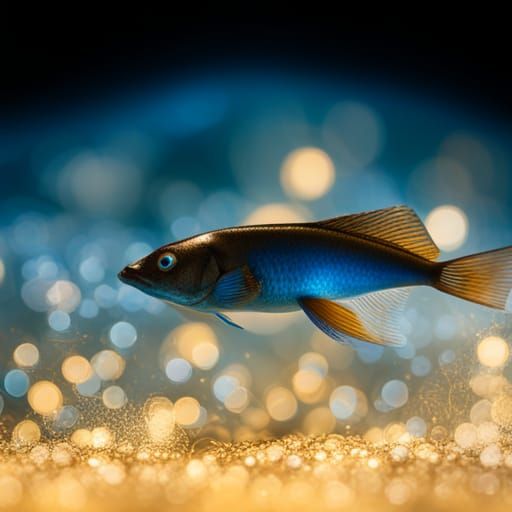 Fish in Space with Blue Sun: Professional Photography