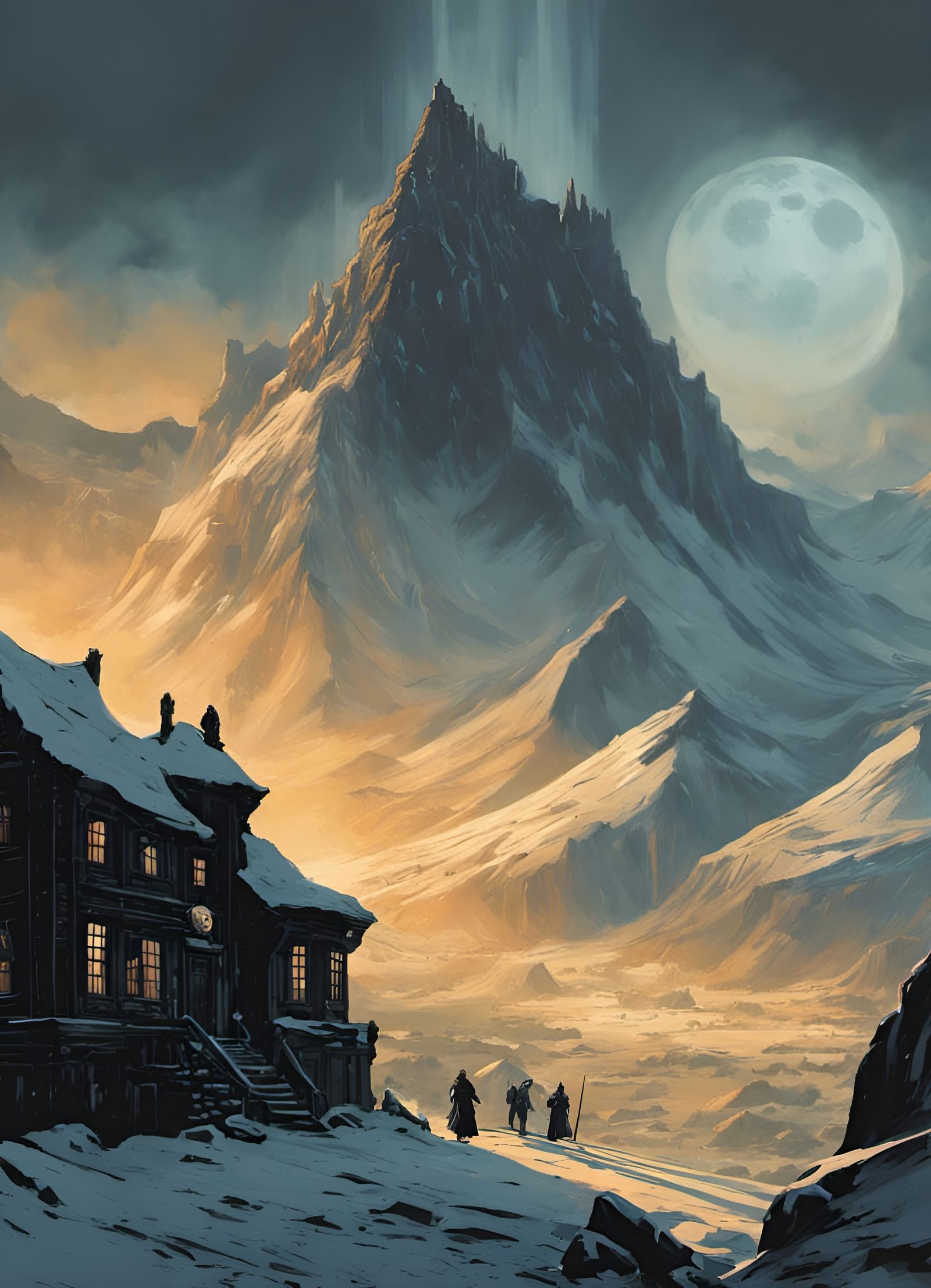 Antarctic Ruins in Frazetta Comic Style