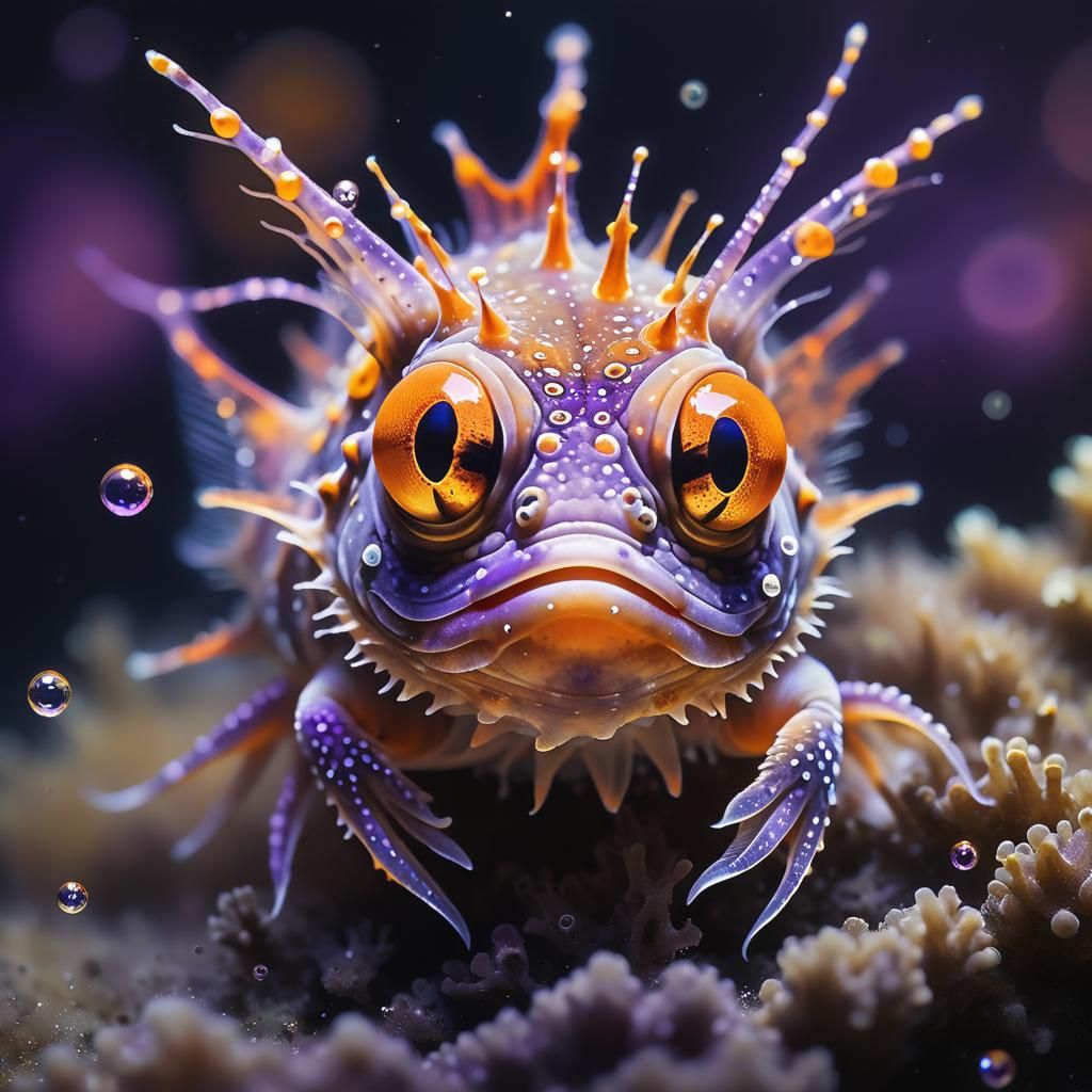 Baby Murex Fish Portrait in Watercolor Style