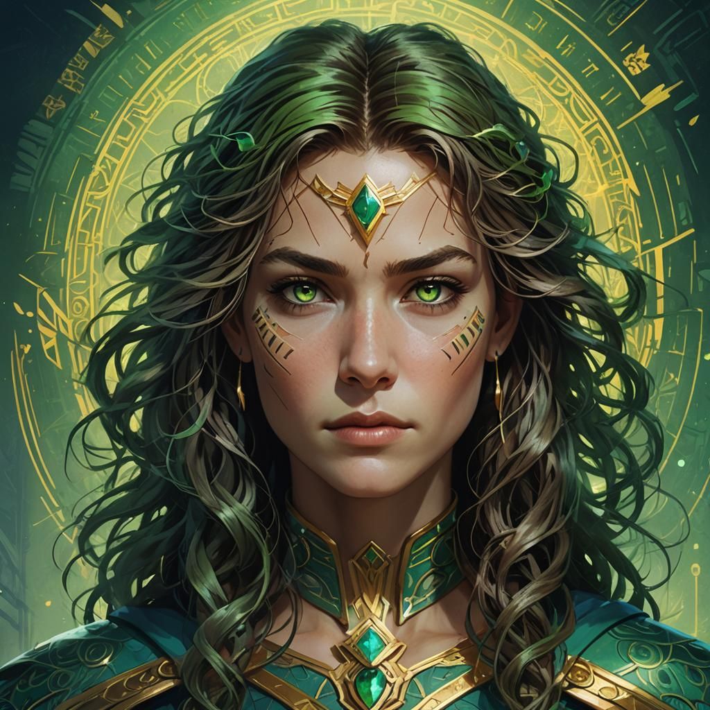 Heroic Woman Portrait in Art Nouveau Style