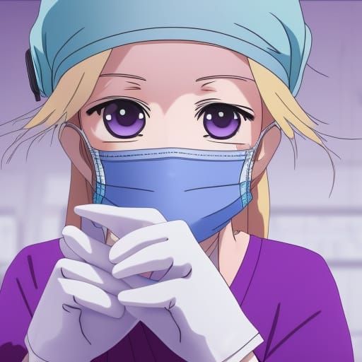 Cute Surgical Nurse in Anime Style