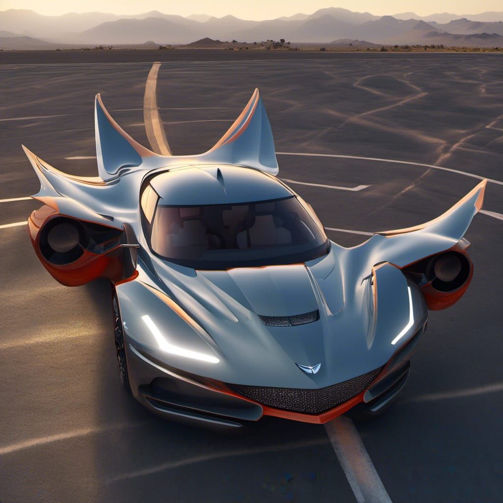 Flying 1969 Corvette Stingray with Propellers, Hyperrealism