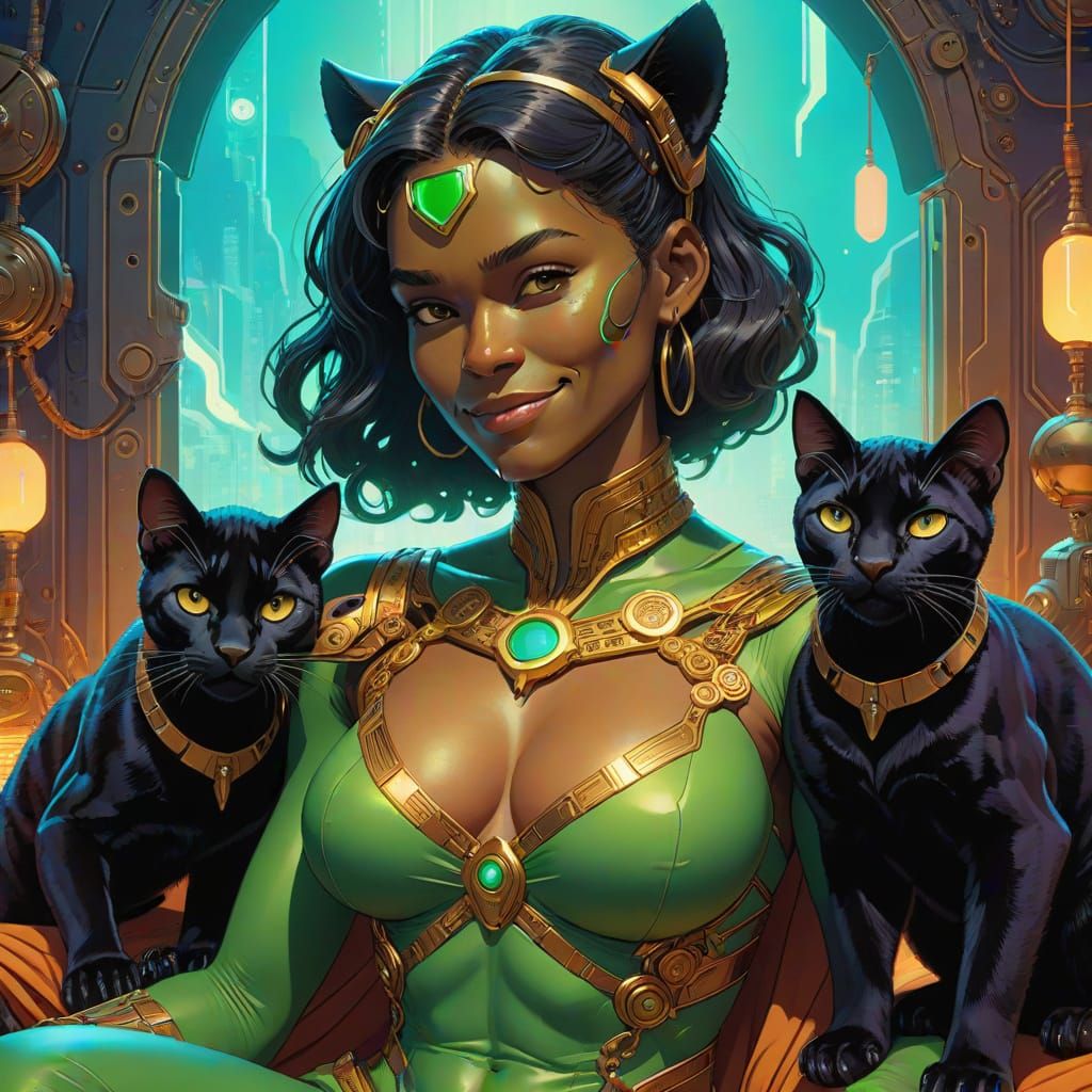 Surreal Cyberpunk Goddess Captured in Whimsical Selfie