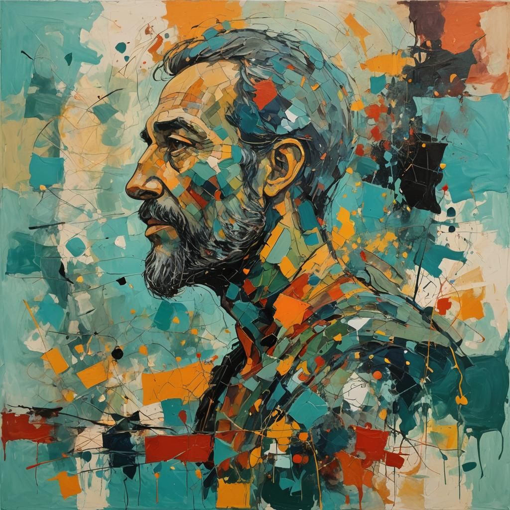 Abstract Portrait of a Father in Harmonious Colors