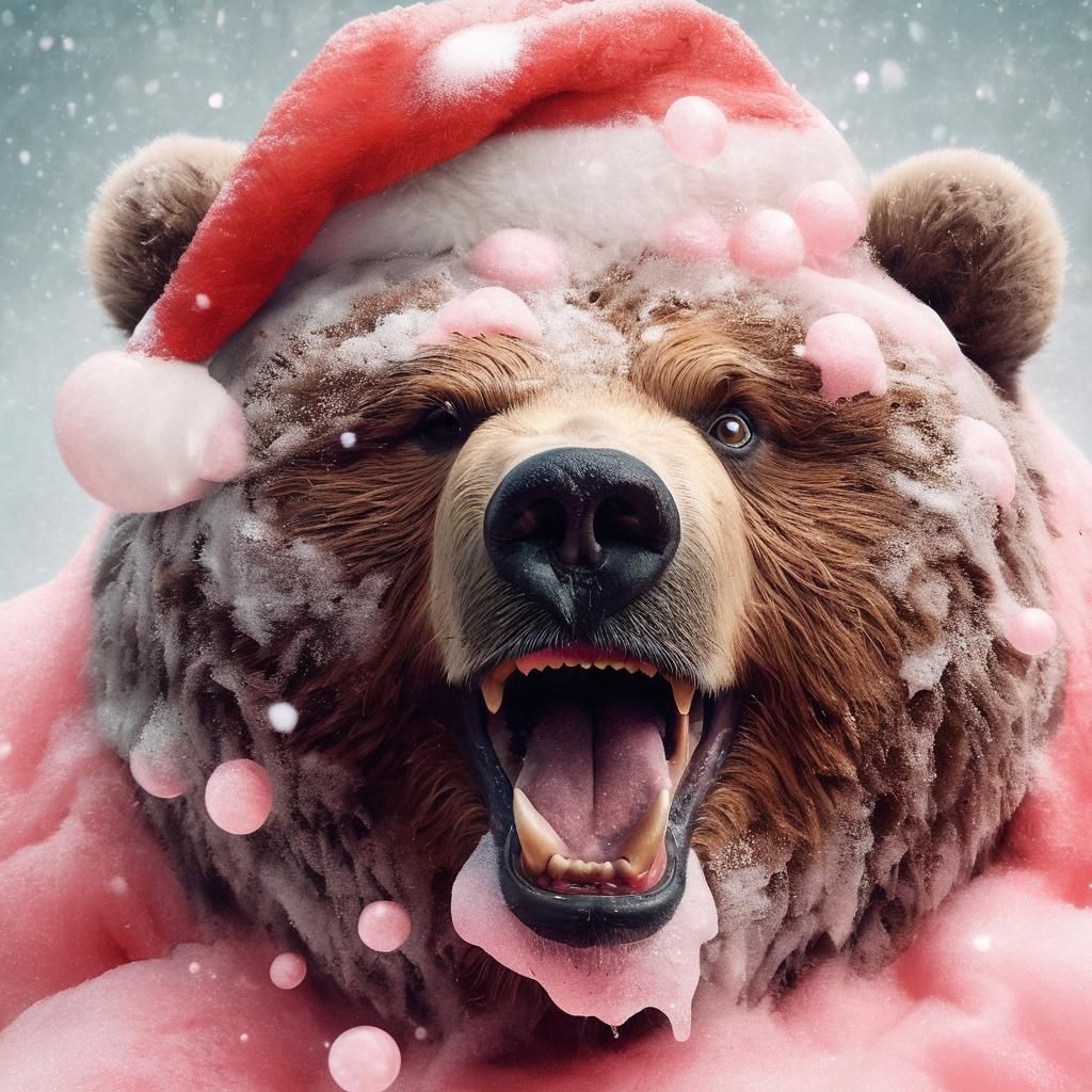 Kodiak Bear Embracing Sarcasm in Pink Bubbles