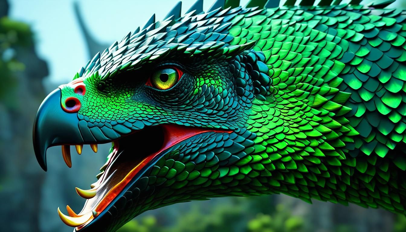 Dinosaur Hawk in Dark Fantasy Style