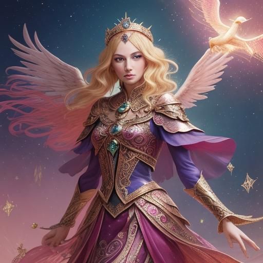 Whimsical Tarot Reader in Art Nouveau Style