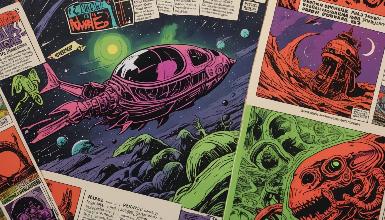 Retro Sci-Fi Comic Book Art with Neon Lighting
