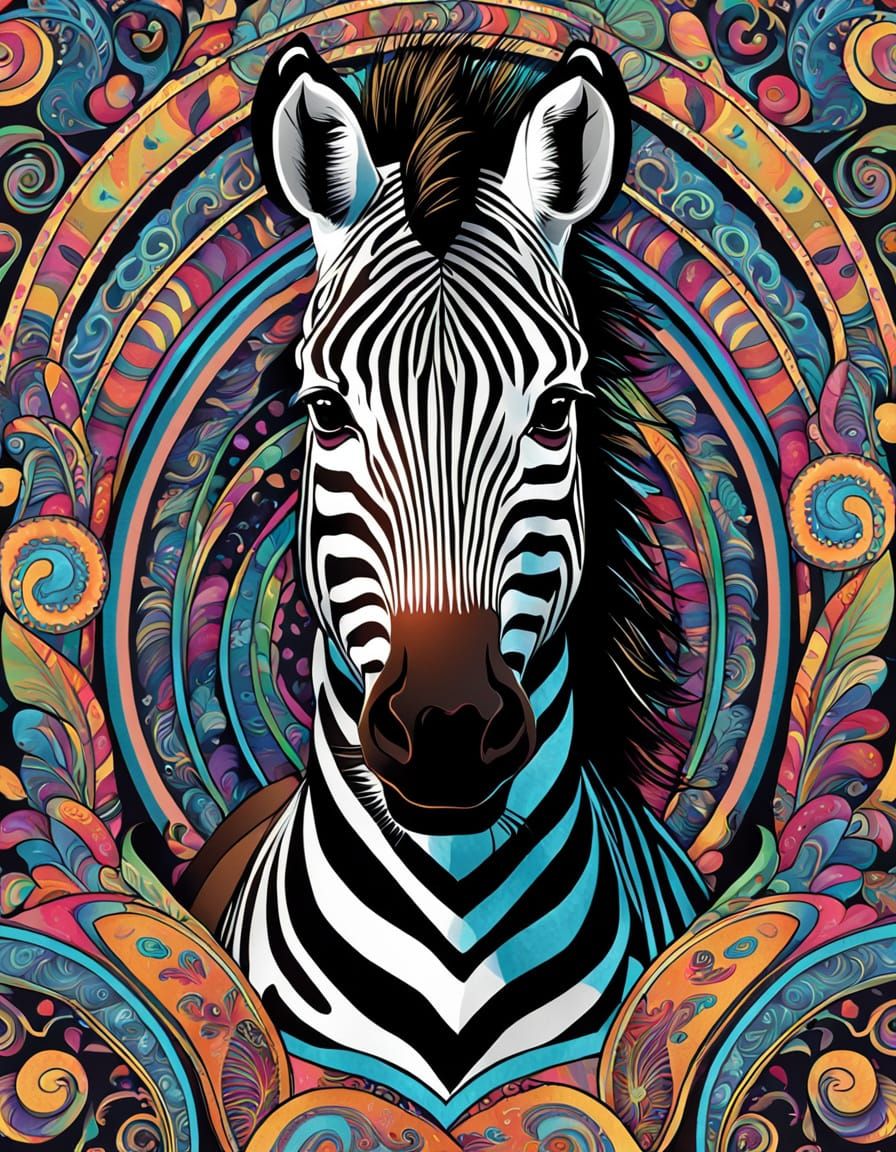 Vibrant Zebra in Paisley Patterns