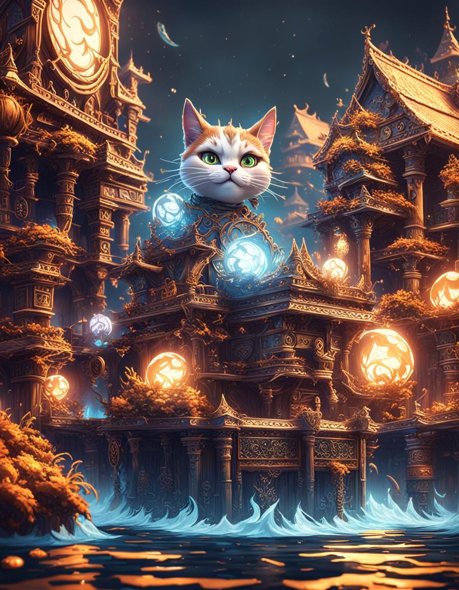 Fantasy Catboy Baking Digital Art