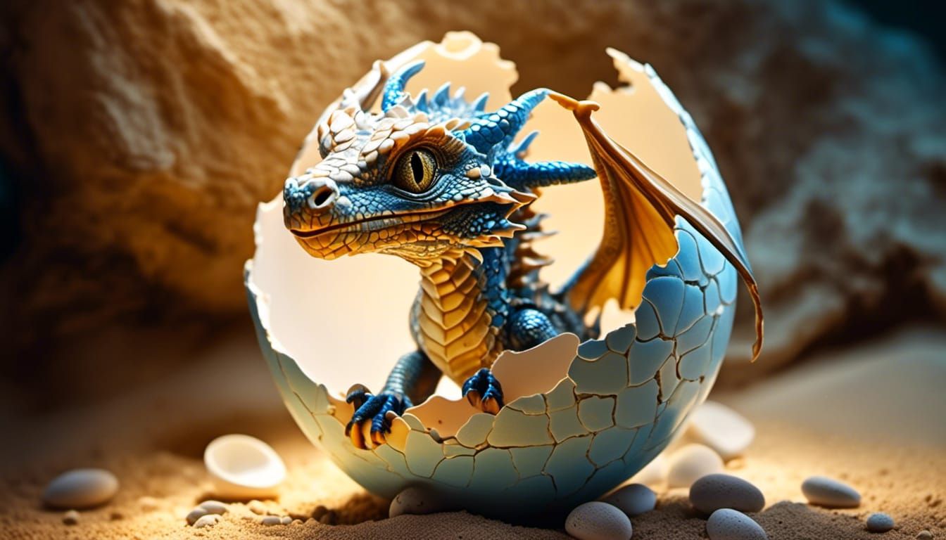 Blue Dragon Hatchling in Hyperrealistic Detail