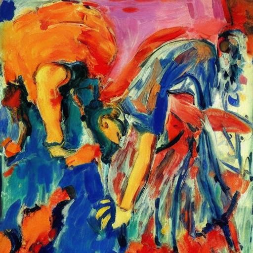 Pinky Dancing Reggae in Berdichev, Fauvist Painting